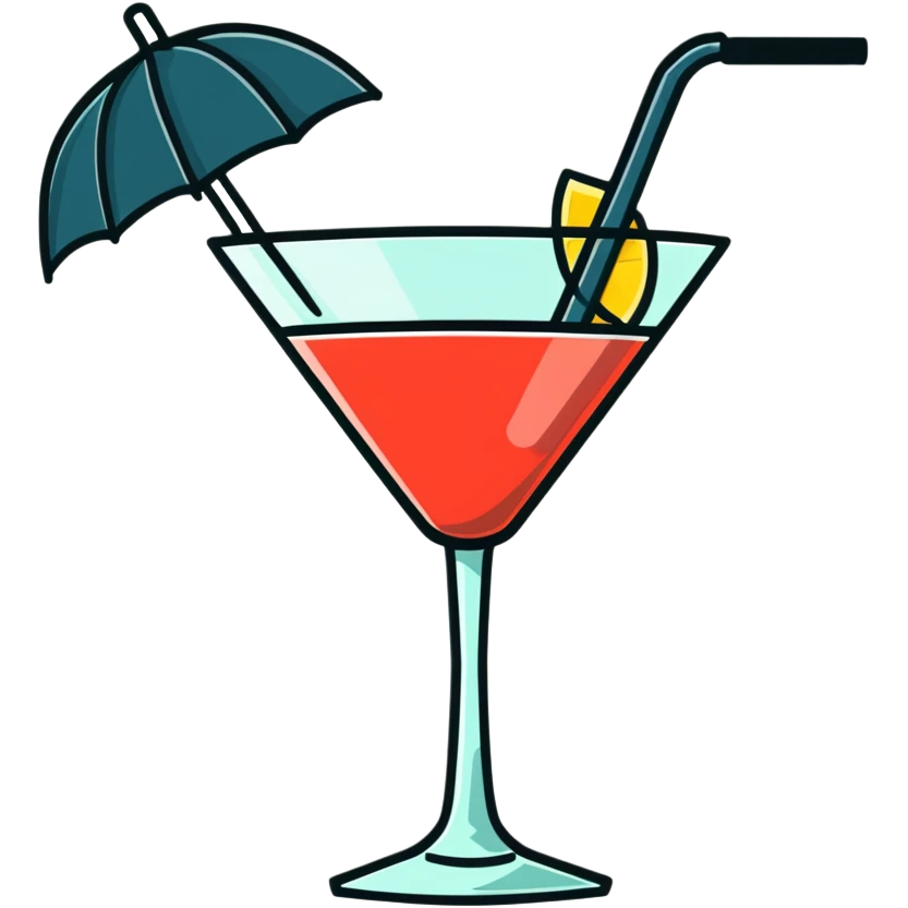 colorful cocktail glass with umbrella emoji