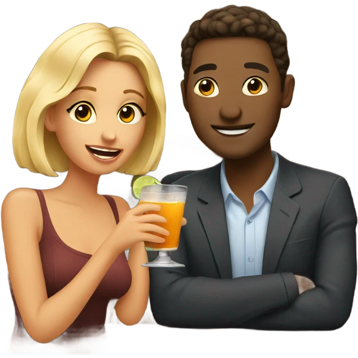 couple enjoying drinks at bar emoji