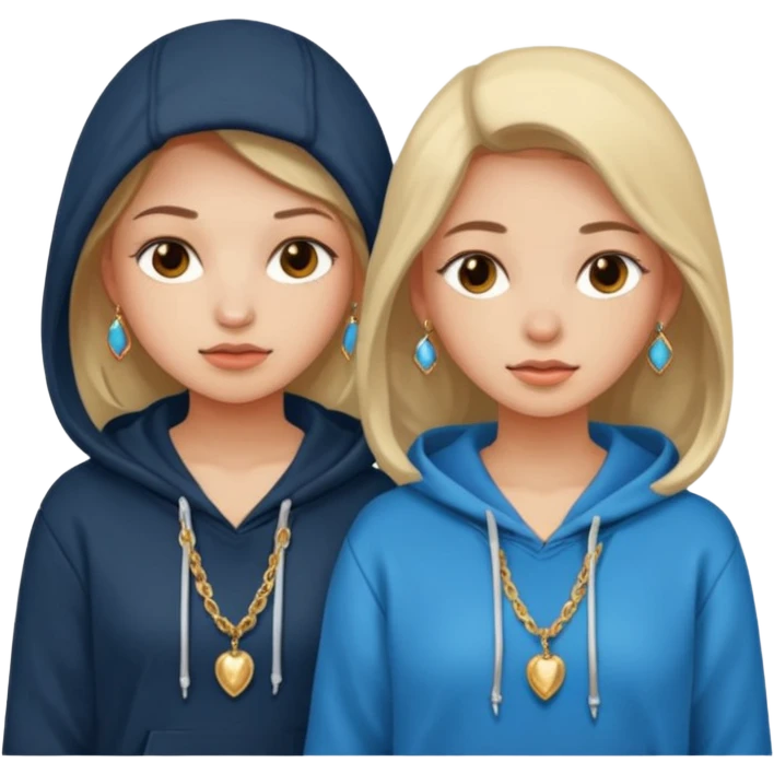 two girls in hoodie with jewelry  emoji