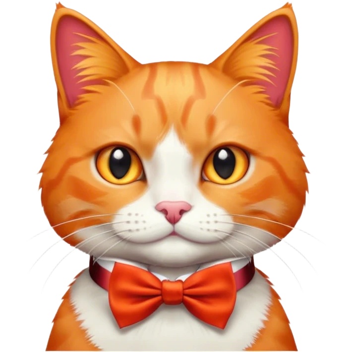 Orange cat with a red bow tie  emoji