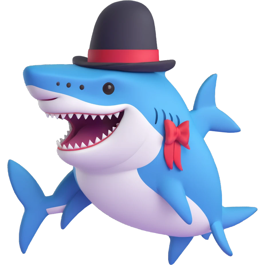shark wearing a top hat emoji