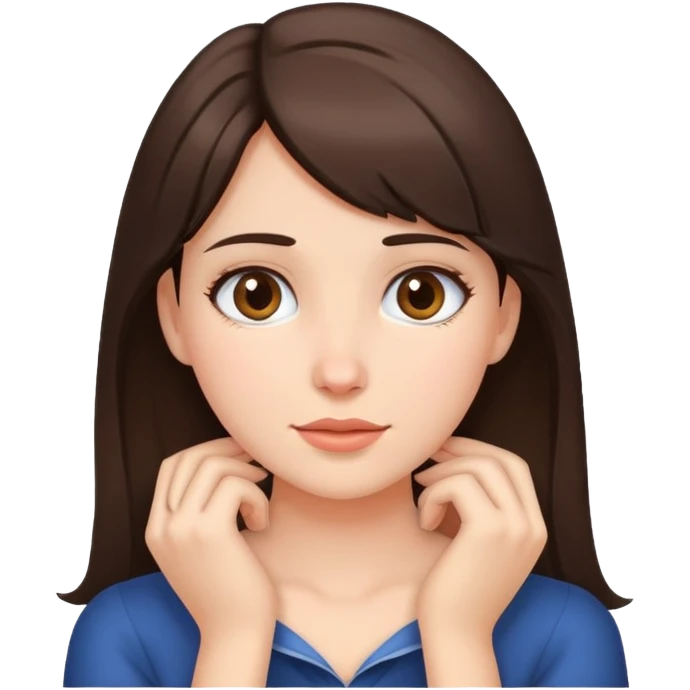 a brunette girl with hands around her neck  emoji