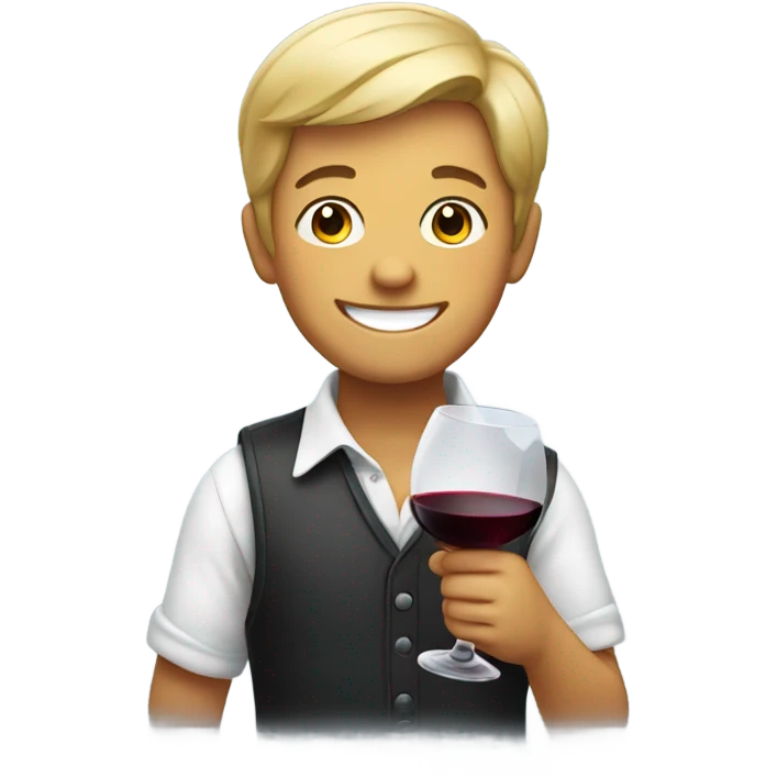smiling boy with wine glass emoji