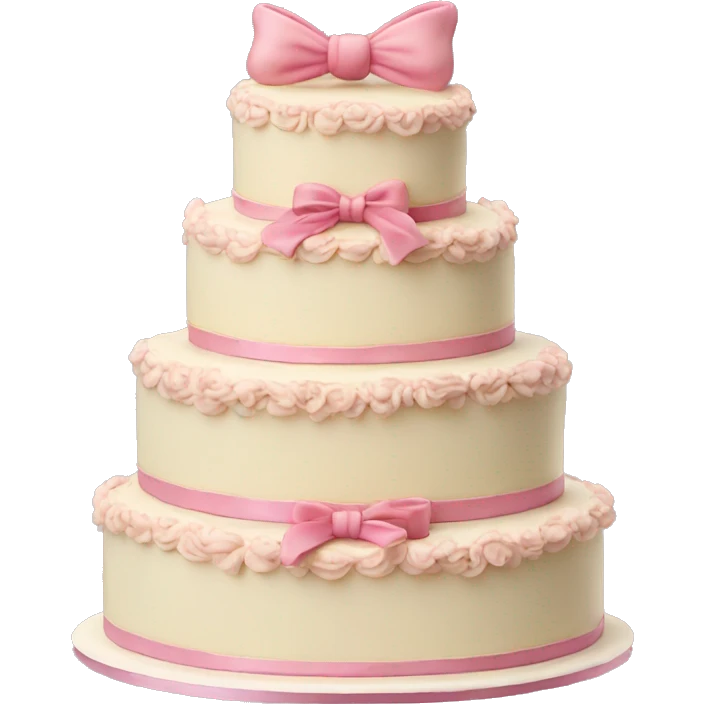 3 tier cake with bows and vintage frosting design  emoji