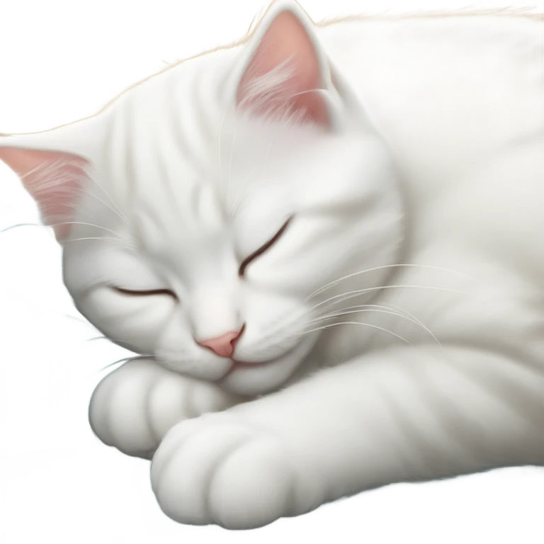 White kitten curled up sleeping emoji