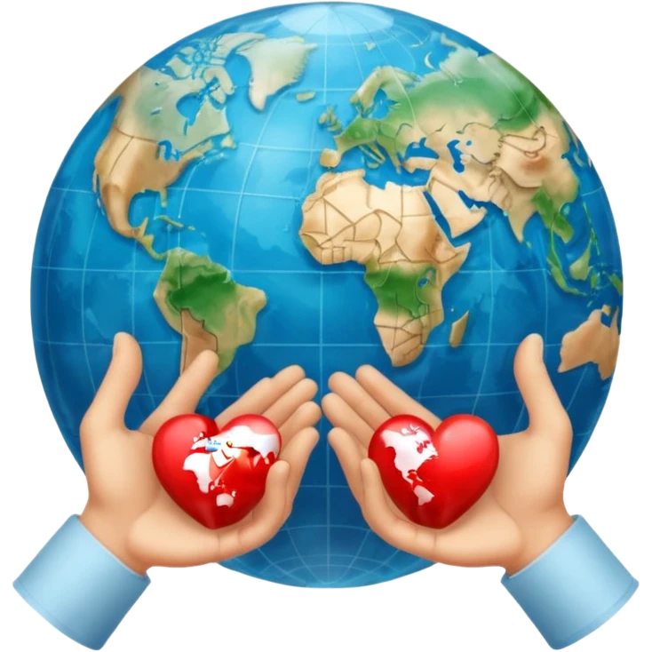 Shake hands emoji with heart and globe showing negotiation of climate change  emoji