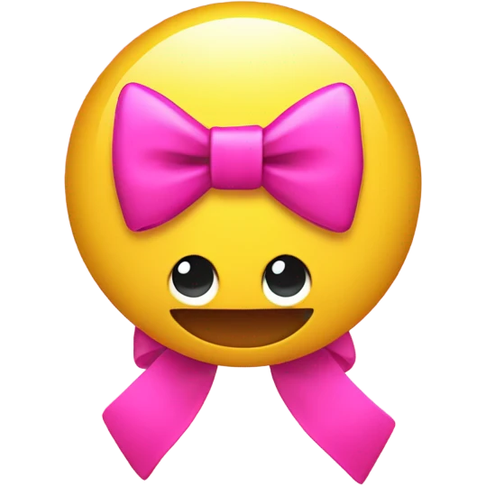 shiny pink bow on yellow emoji  emoji
