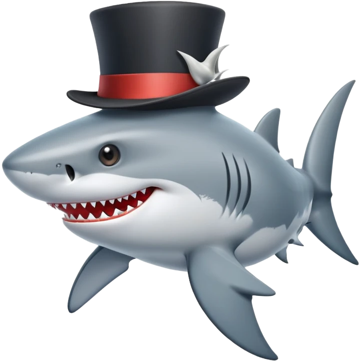 Shark with a top hat emoji