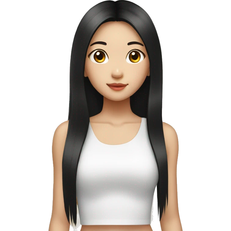 taiwanese girl with long black hair wearing a white crop top emoji