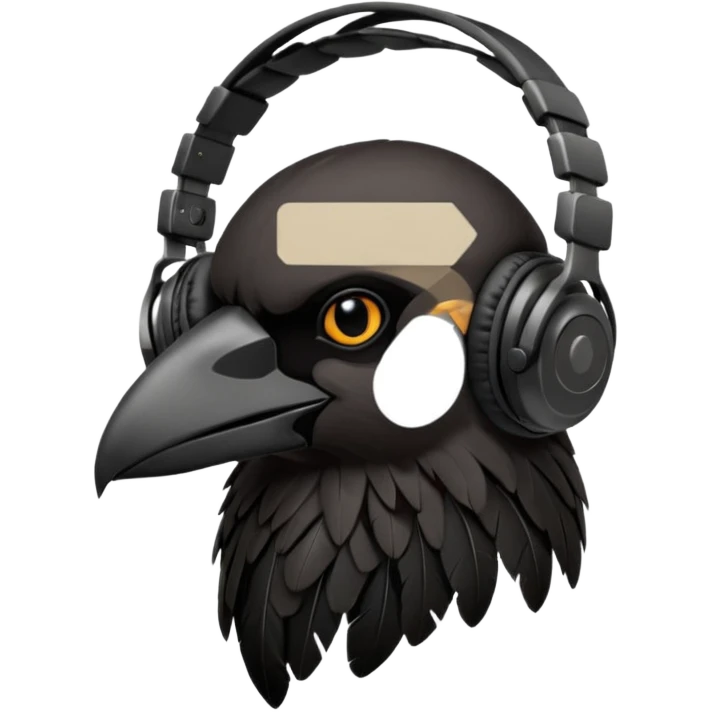 crow with headphones emoji