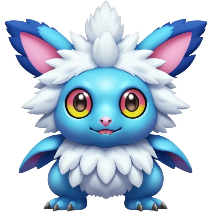 Colorful Vibrant Unique cute kawaii Pokémon-Digimon-Fakémon-hybrid-creature (full body) emoji