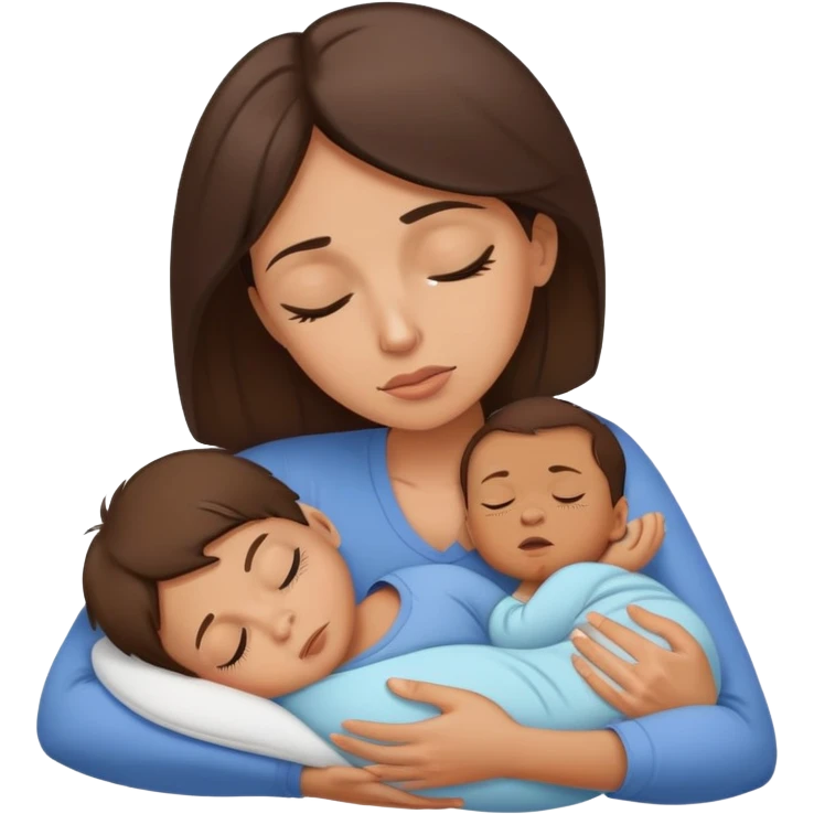 Light brunette fit mom forcing baby boy go to sleep emoji