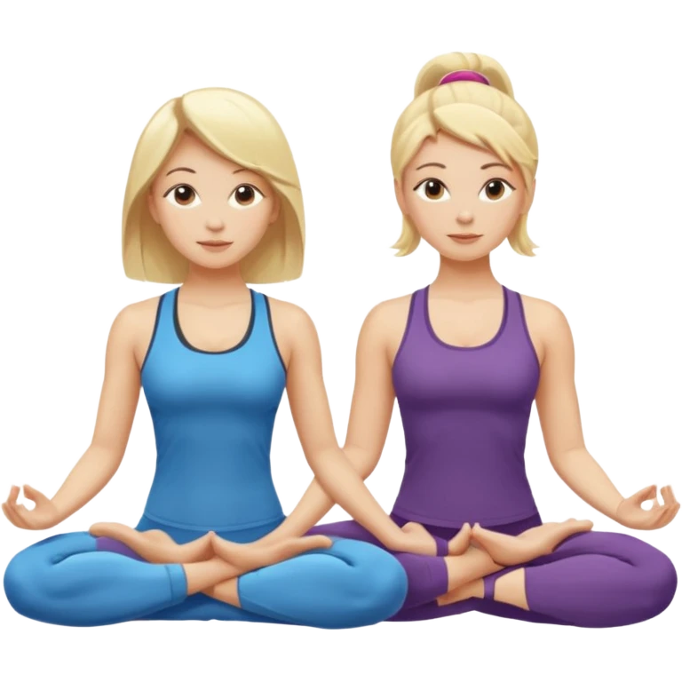 Two women doing yoga both blonde  emoji