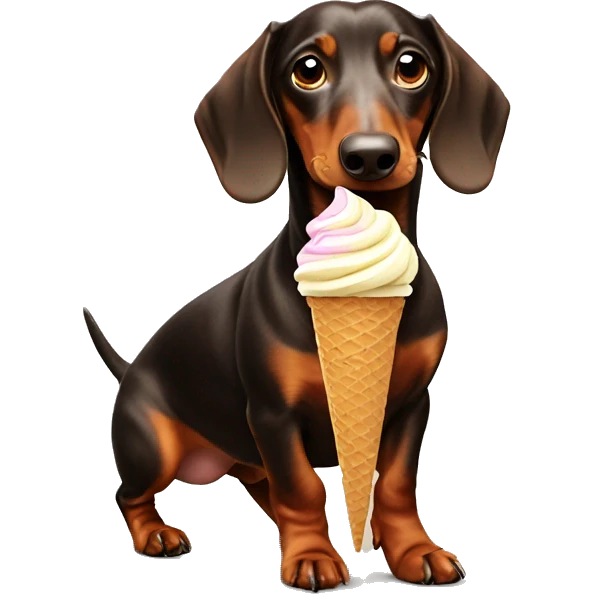 dachshund eating ice cream emoji