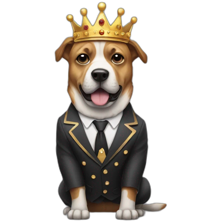 A bad dog with a crown in a suit emoji