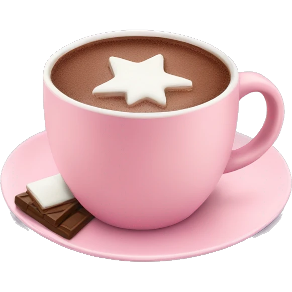 hot chocolate in a pastel pink mug on a plate emoji