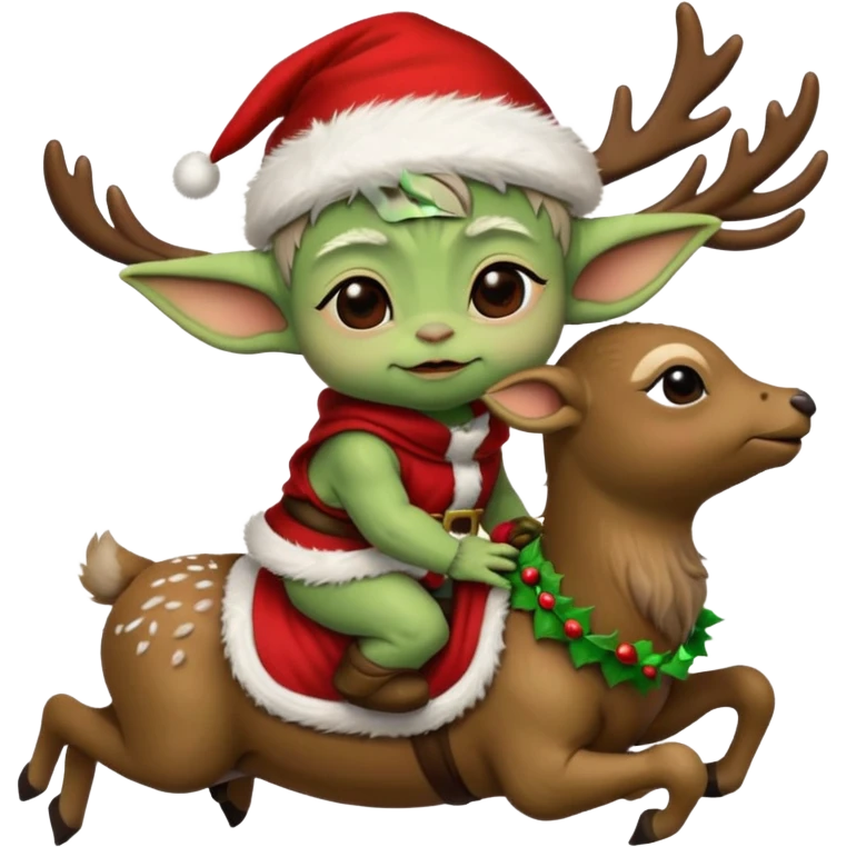 baby yoda riding eindeer christmas emoji