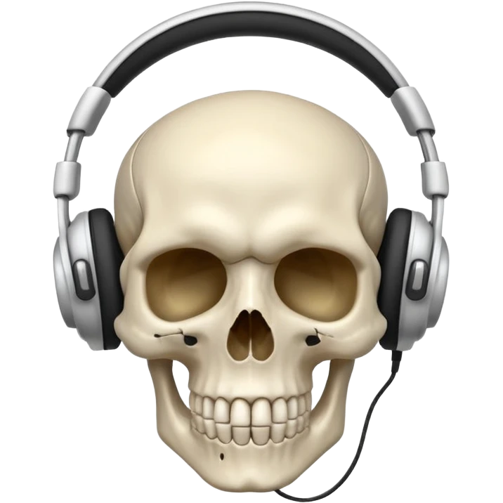 une tete de mort avec un casque audio emoji