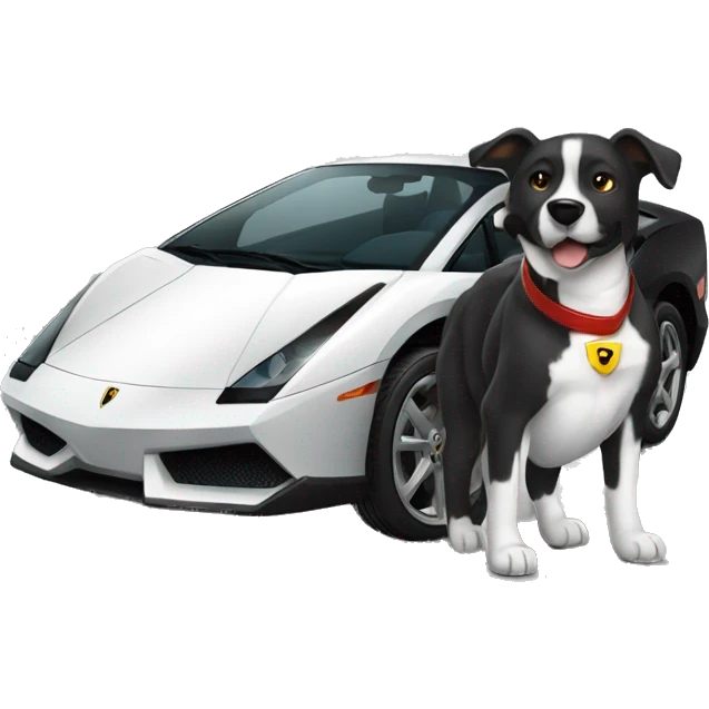 Black dog driving white lambo emoji