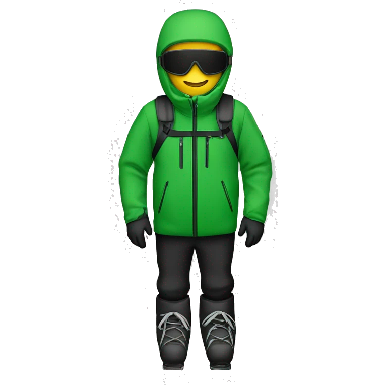Ski de fond avec une tenue verte et noir emoji