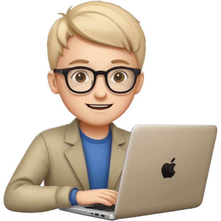 young programmer, coding on laptop, cheerful emoji
