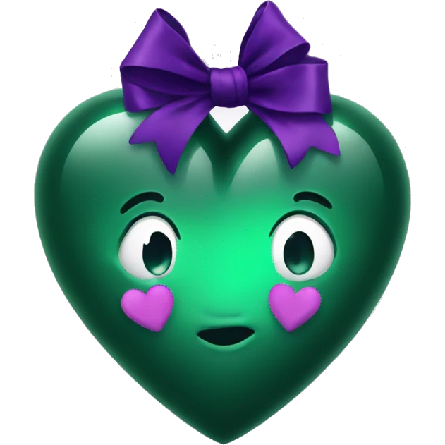  Emerald green heart with dark purple bow emoji