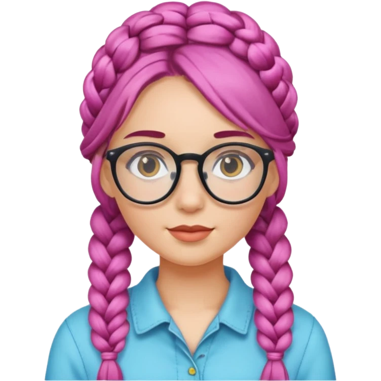 colored braided hair girl with glasses emoji