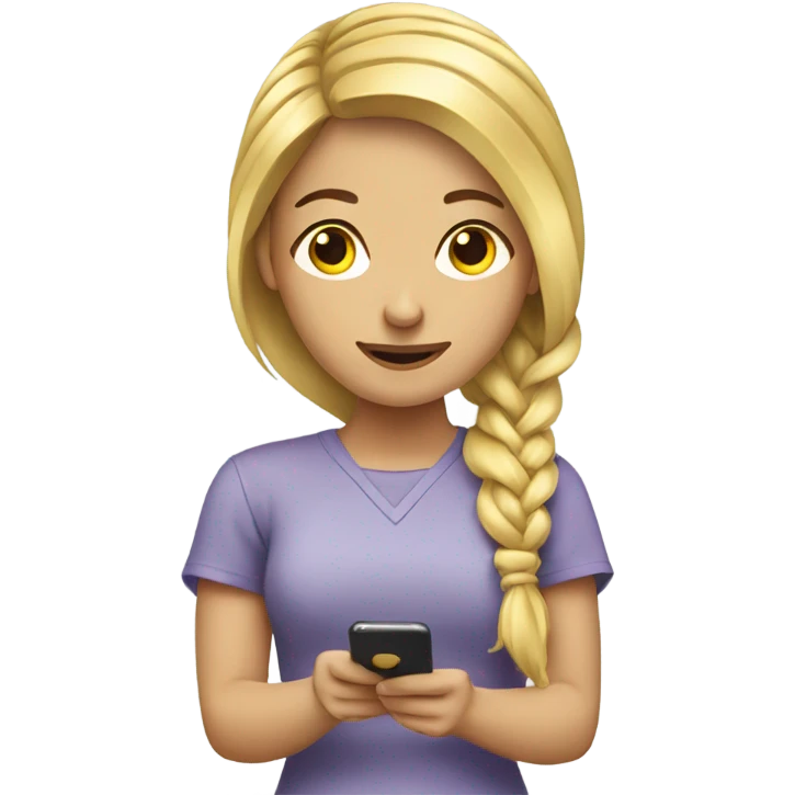 A blonde woman with braided hair texting praying emoji