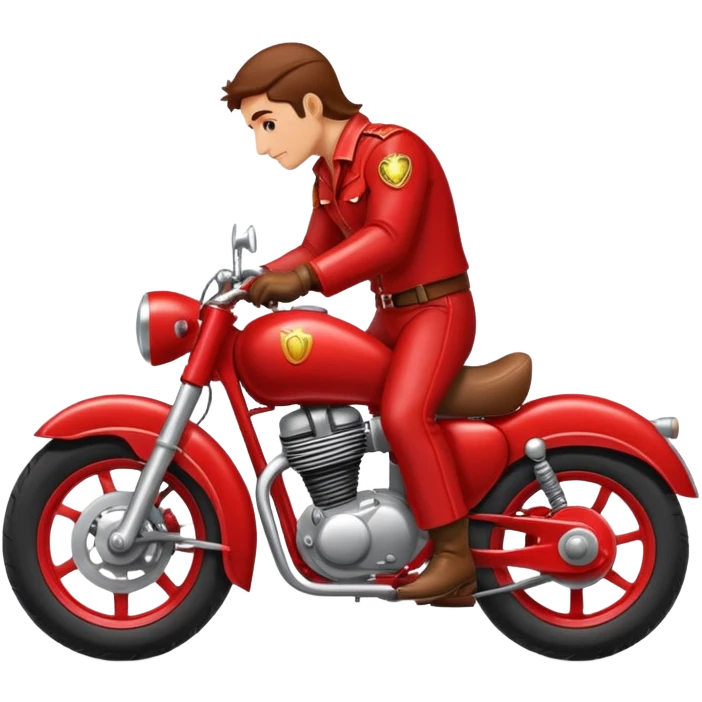Una moto Verá y hombre montando caballito emoji