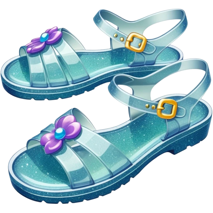 90’s glitter jelly sandals emoji