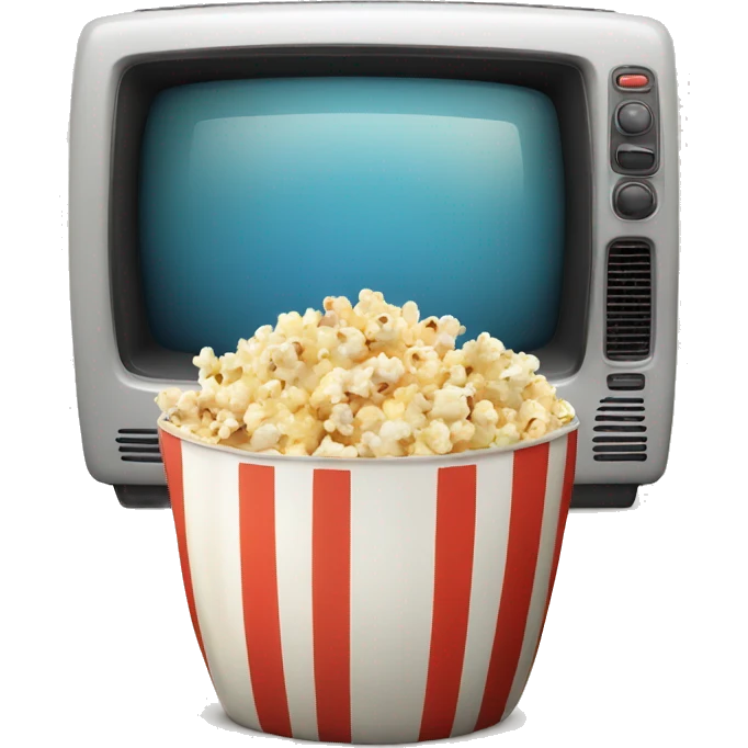 Popcorn in a striped cup with a TV emoji