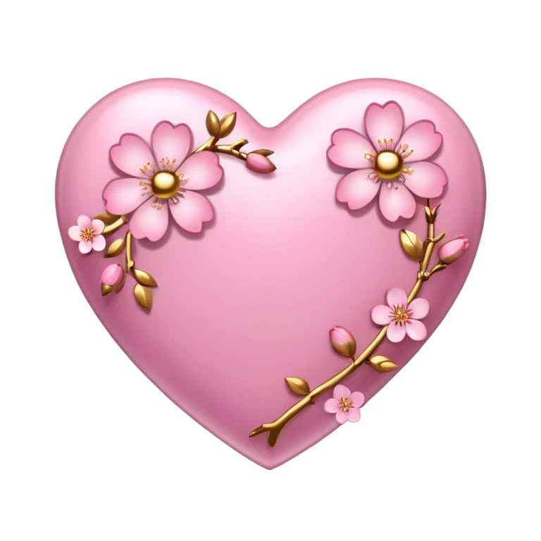 heart with sakura and gold accents emoji
