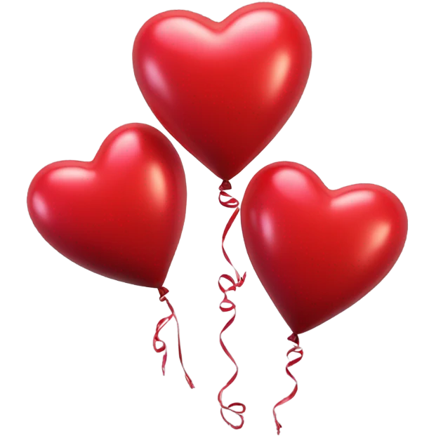 Realistic red heart balloons emoji