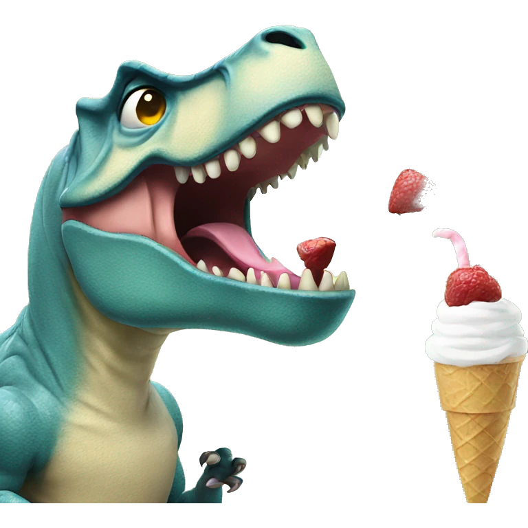 trex eating ice cream emoji