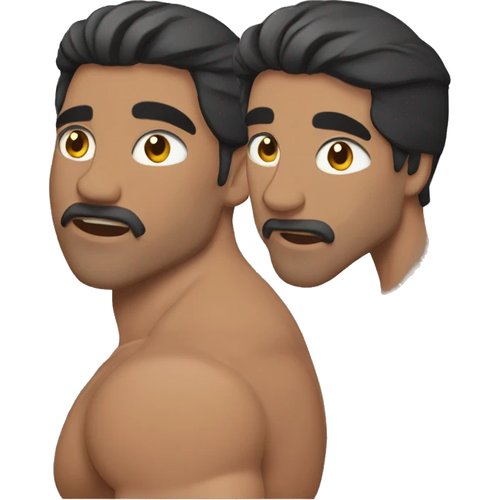 A muscular man, without beard, black hair, Pakistani origin,  emoji