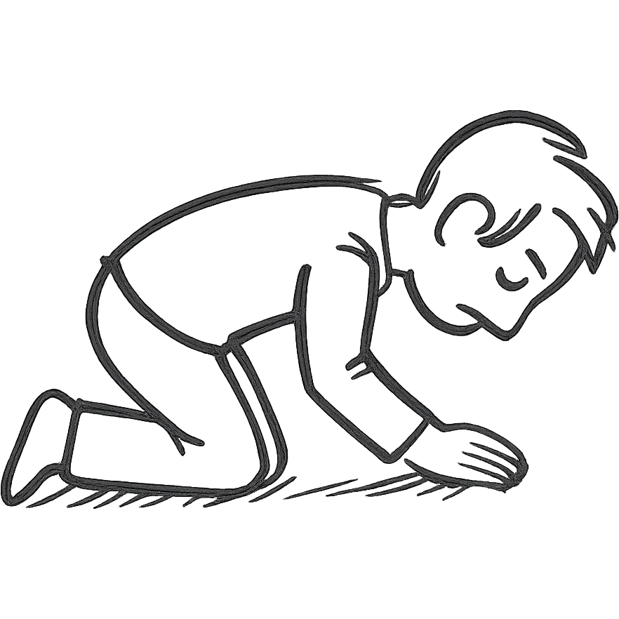 side view of a man kneeling and bowing, gesture of apology emoji