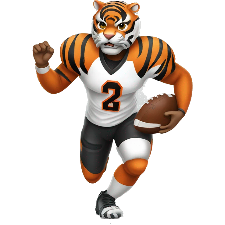 Bengal tiger playing football in Cincinnati emoji