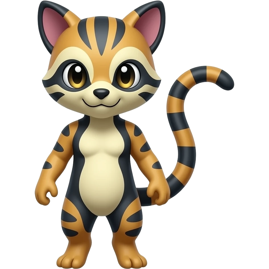Colorful randomly colored Civet-Mankeulv-Sergal-Vernid-Trico-Fakémon-hybrid emoji