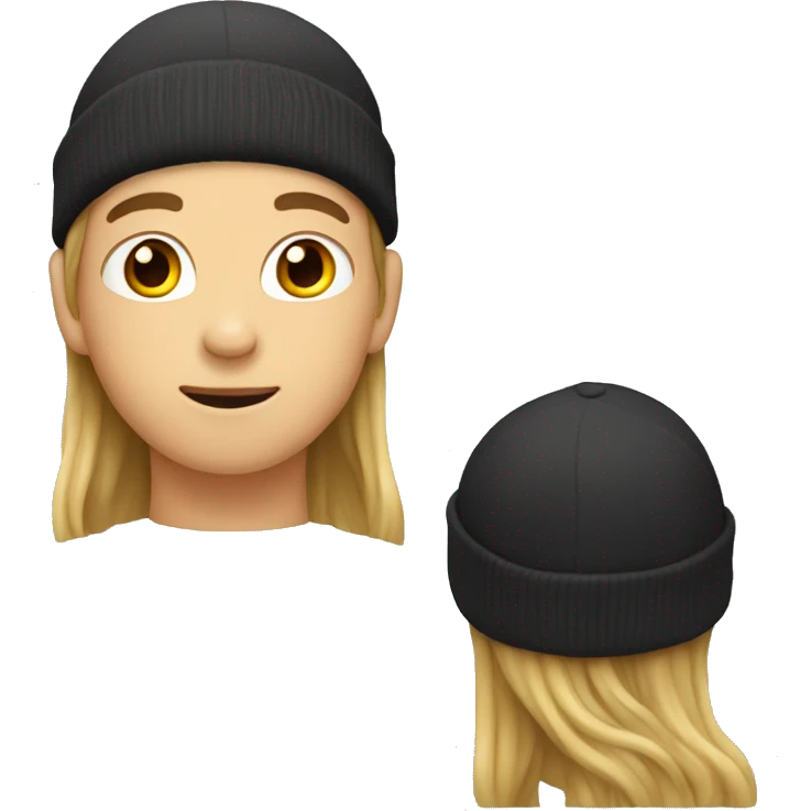 boy with chin long hair, a beanie  emoji