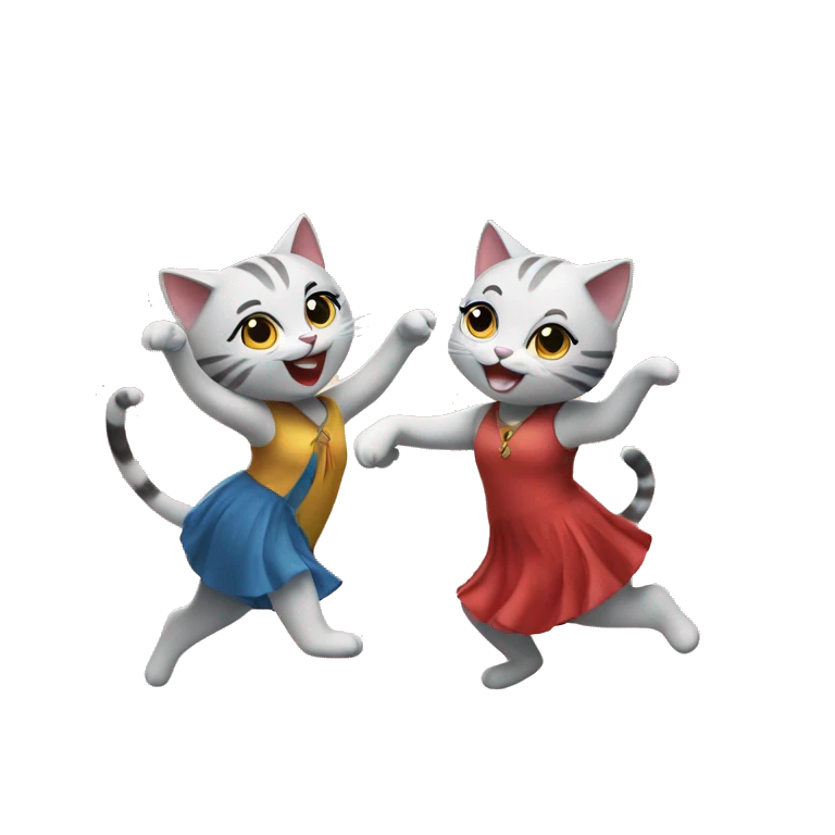 two girl cats dancing emoji