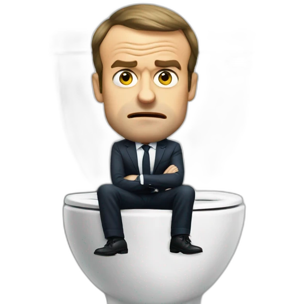 Emmanuel macron sitting on toilets angry emoji
