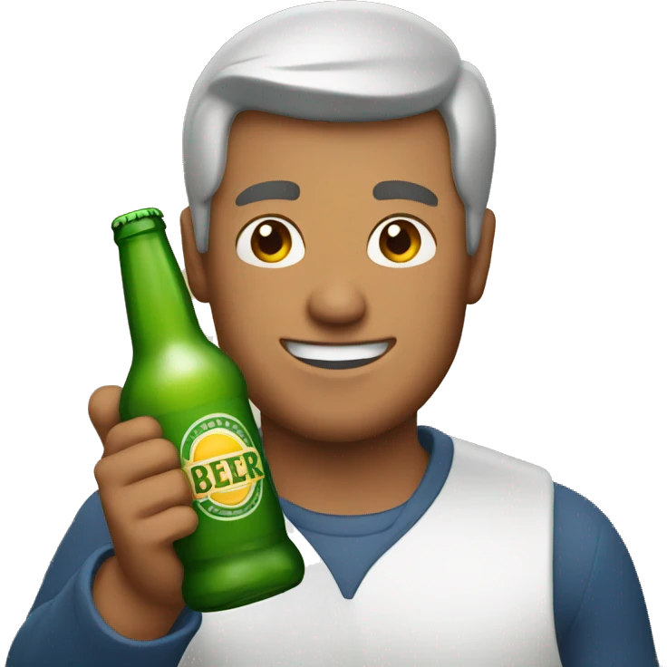 a man holding a bottle of beer emoji