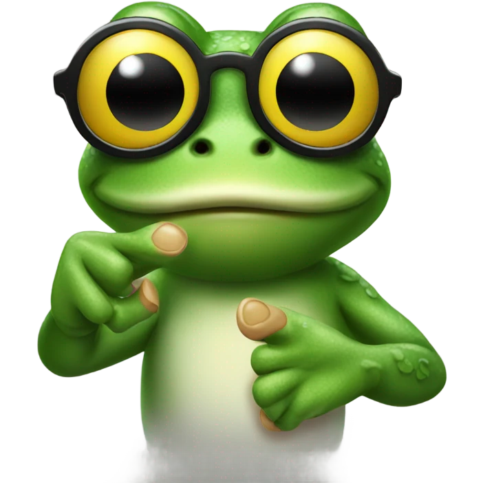 frog with middle finger and sunglasses emoji