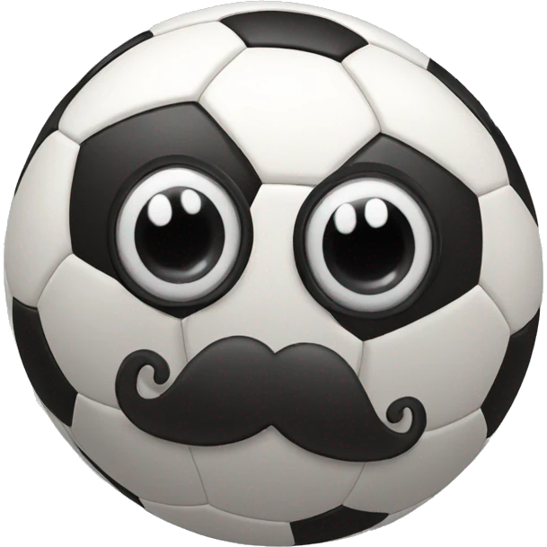 Soccer ball with eyes and moustache  emoji