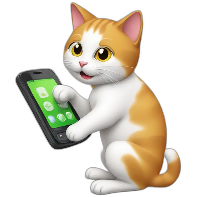 cat repairing mobile phone emoji