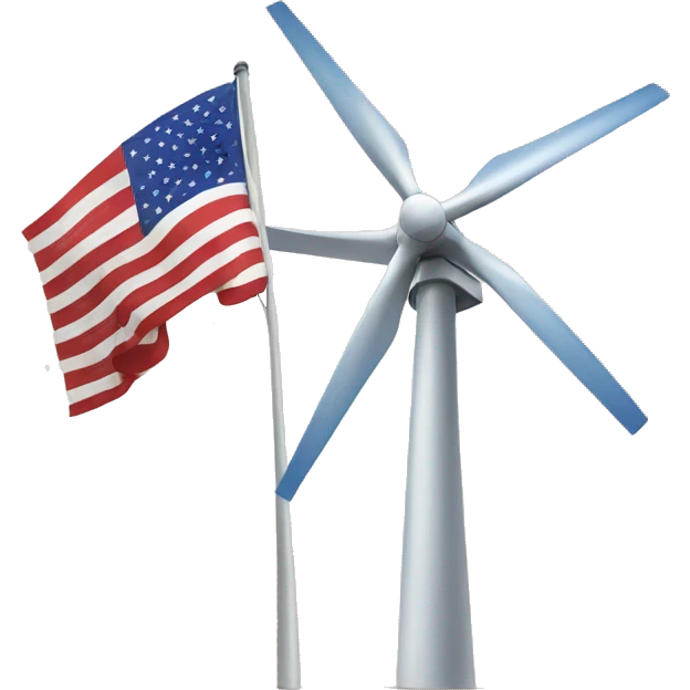 Wind turbine and usa flag emoji