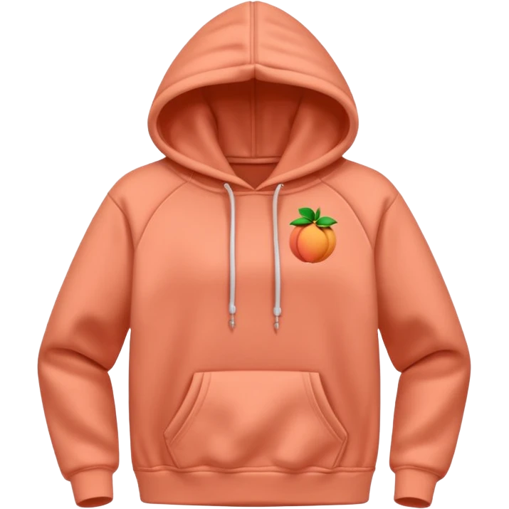 A 3D cartoon peach-coral hoodie with soft folds, drawstrings, and a casual fit, isolated plain background. plain , no texture. emoji