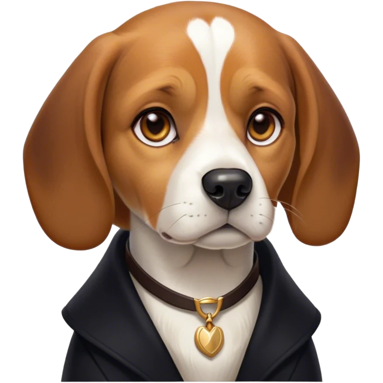 Cinematic Noble Beagle Portrait Emoji, Poised and regal, with a compact, sturdy build and a well-groomed coat of white, brown, and black, deep-set soulful hazel eyes, Simplified yet sharp and sophisticated features, highly detailed, glowing with a soft, dignified glow, high shine, intelligent and loyal, stylized with an air of strength, focused and attentive, soft glowing outline, capturing the essence of a watchful and confident companion, so majestic it feels as though it could step out of the screen with effortless authority! emoji