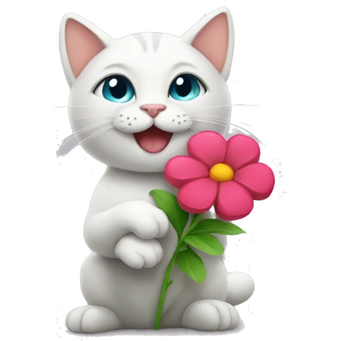 Cat giving flower emoji
