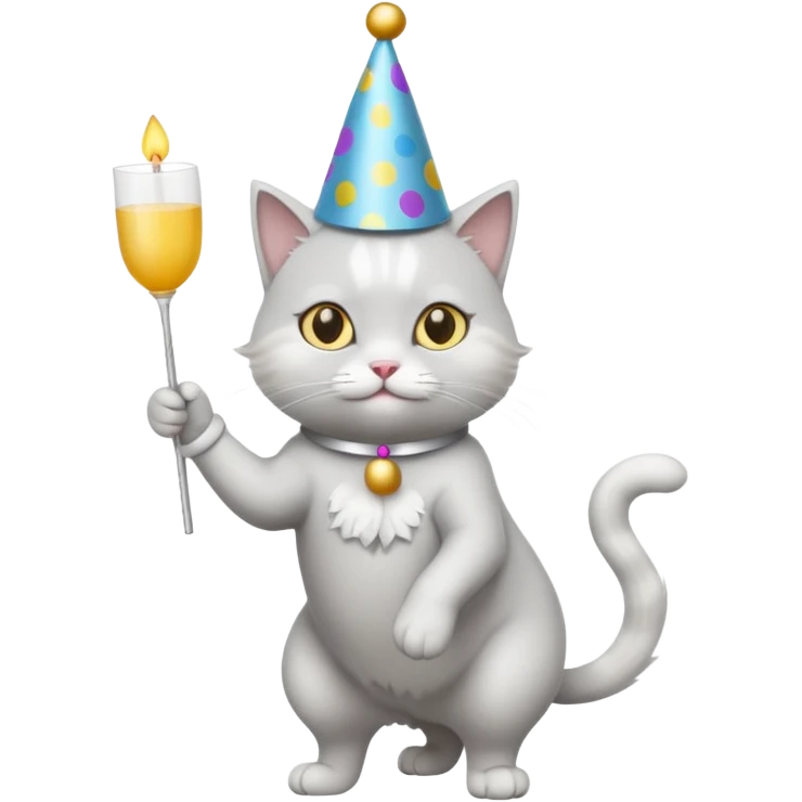 a full-body white cat new year  emoji